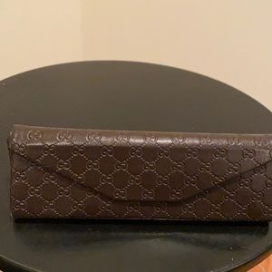 Authentic Gucci GG Leather Glasses Case